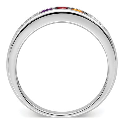 14K White Gold Diamond Personalized Family Ring – view 3
