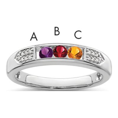14K White Gold Diamond Personalized Family Ring