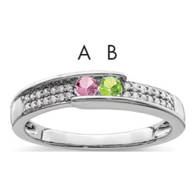 14K White Gold 1/10 ct tw Diamond Family Ring