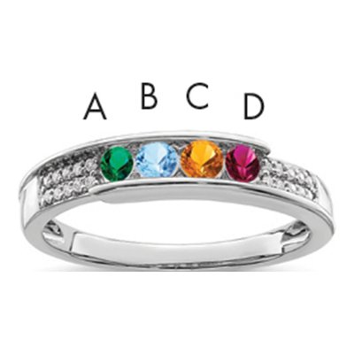 14K White Gold 1/15 ct tw Diamond Family Ring