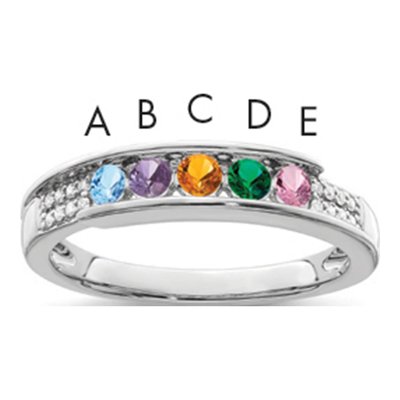 14K White Gold 1/15 ct tw Diamond Family Ring