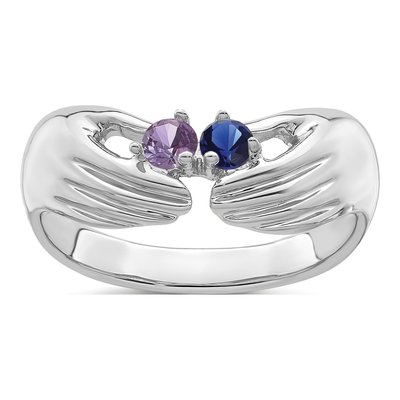 14K White Gold Personalized 2-Stone Family Ring – view 2