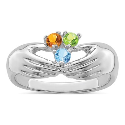 14K White Gold 3-Stone Family Ring – view 2
