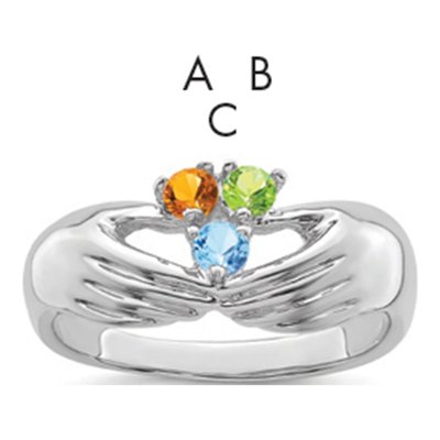 14K White Gold 3-Stone Family Ring