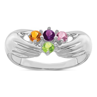 14K White Gold 4-Stone Family Ring – view 2