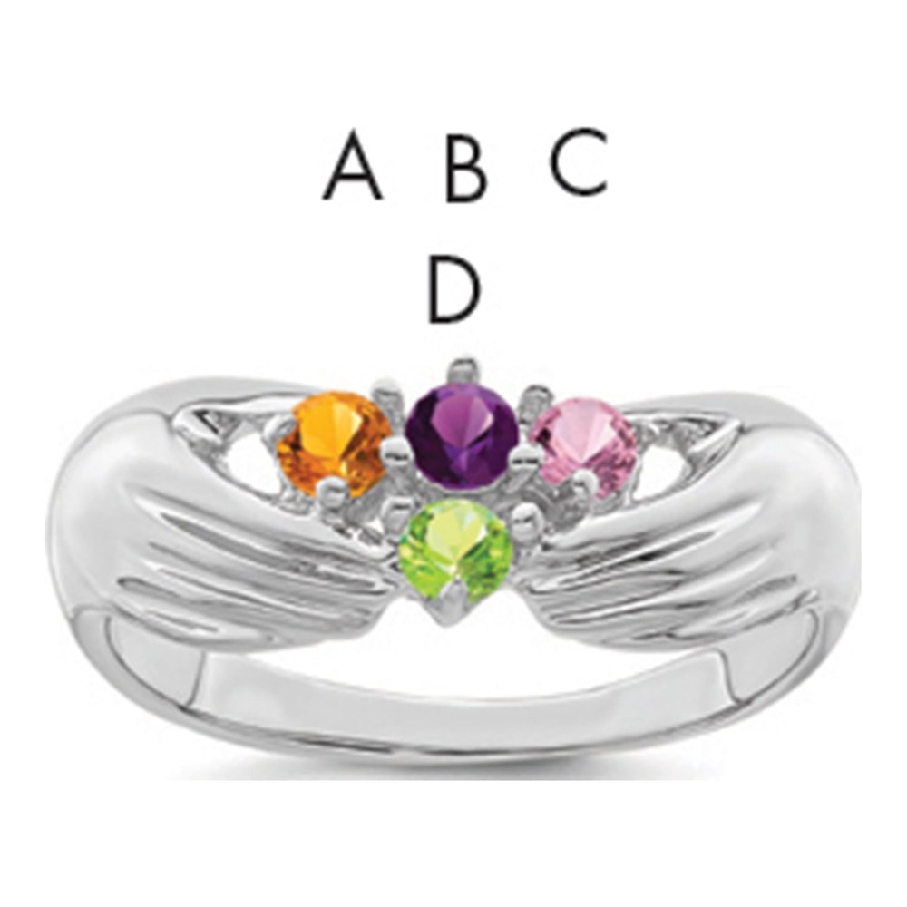 14K White Gold 4-Stone Family Ring