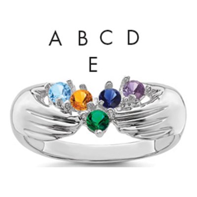14K White Gold Family Ring