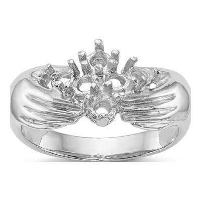 14K White Gold 6-Stone Family Ring Mounting