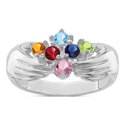 14K White Gold 6-Stone Family Ring – view 2
