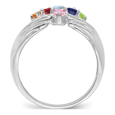 14K White Gold 6-Stone Family Ring – view 3