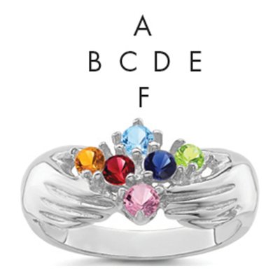 14K White Gold 6-Stone Family Ring