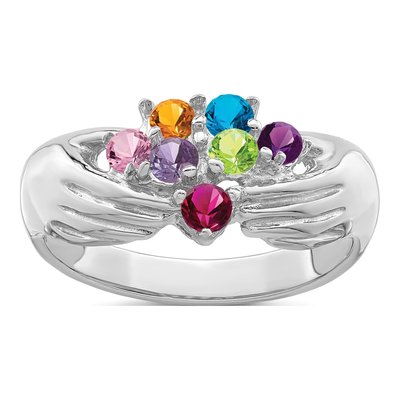14K White Gold 7-Stone Family Ring – view 2