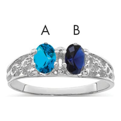 14K White Gold 2-Stone Family Ring