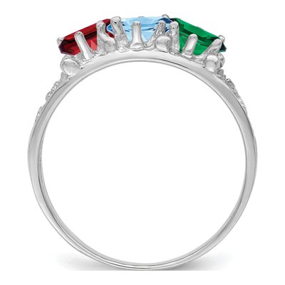 14K White Gold 3-Stone Family Ring – view 3