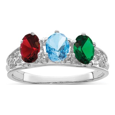 14K White Gold 3-Stone Family Ring – view 2