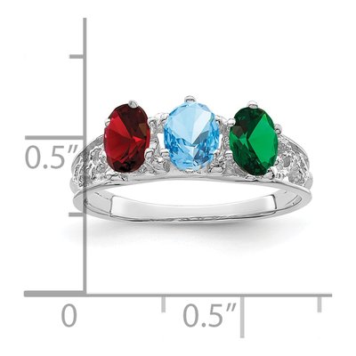 14K White Gold 3-Stone Family Ring – view 4