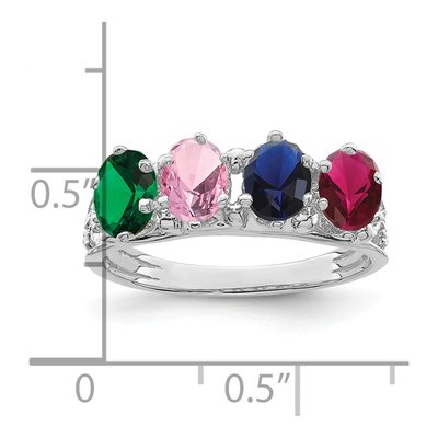 14K White Gold 4-Stone Family Ring – view 4