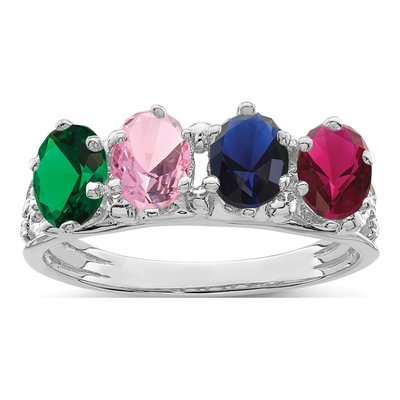 14K White Gold 4-Stone Family Ring – view 2