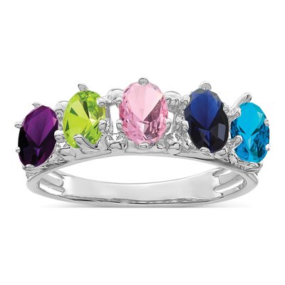 14K White Gold 5-Stone Family Ring – view 2