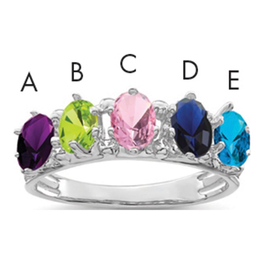 14K White Gold 5-Stone Family Ring
