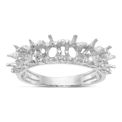 14K White Gold 6-Stone Family Ring Mounting