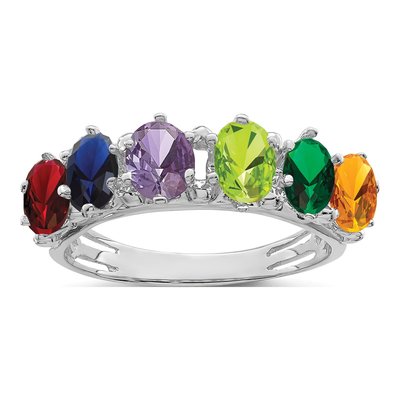 14K White Gold 6-Stone Family Ring – view 2