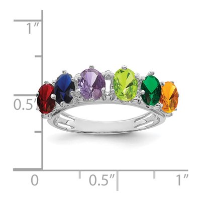 14K White Gold 6-Stone Family Ring – view 4