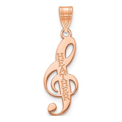 Rose Gold-Plated Sterling Silver Personalized Music Note Pendant