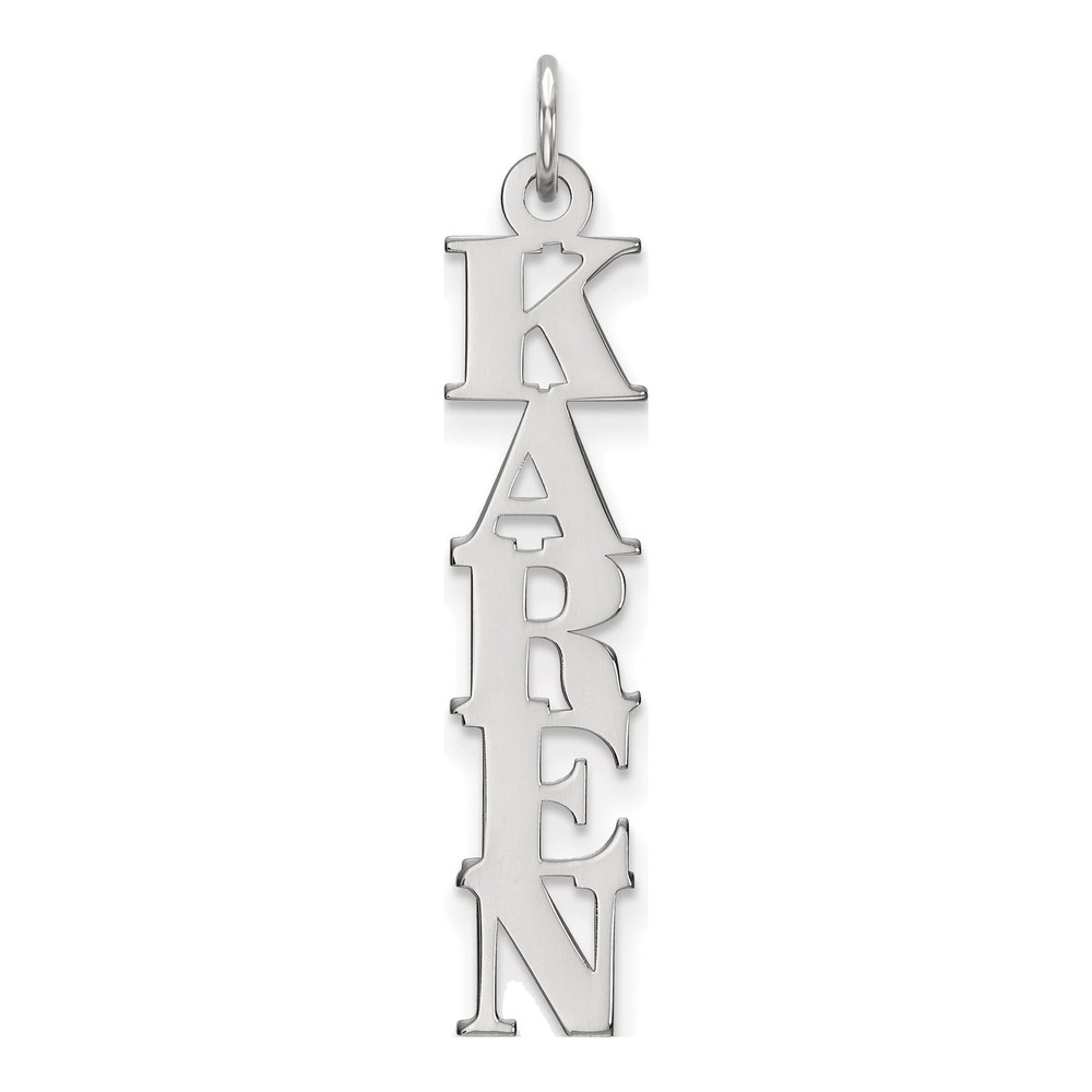 14K White Gold Rhodium-Plated Name Plate Charm Pendant