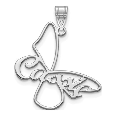 14K White Gold Personalized Butterfly Name Pendant