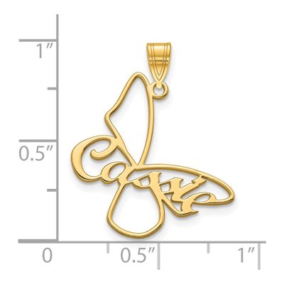 14K Yellow Gold Small Butterfly Name Pendant – view 2