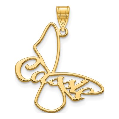14K Yellow Gold Small Butterfly Name Pendant