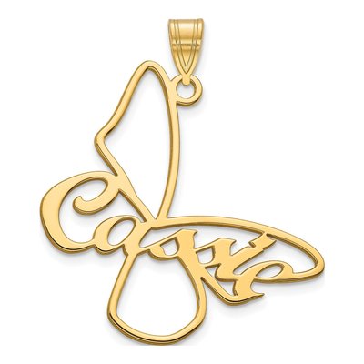 Gold-Plated Sterling Silver Personalized Butterfly Name Pendant