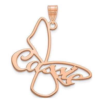 Rose Gold-Plated Sterling Silver Personalized Butterfly Name Pendant