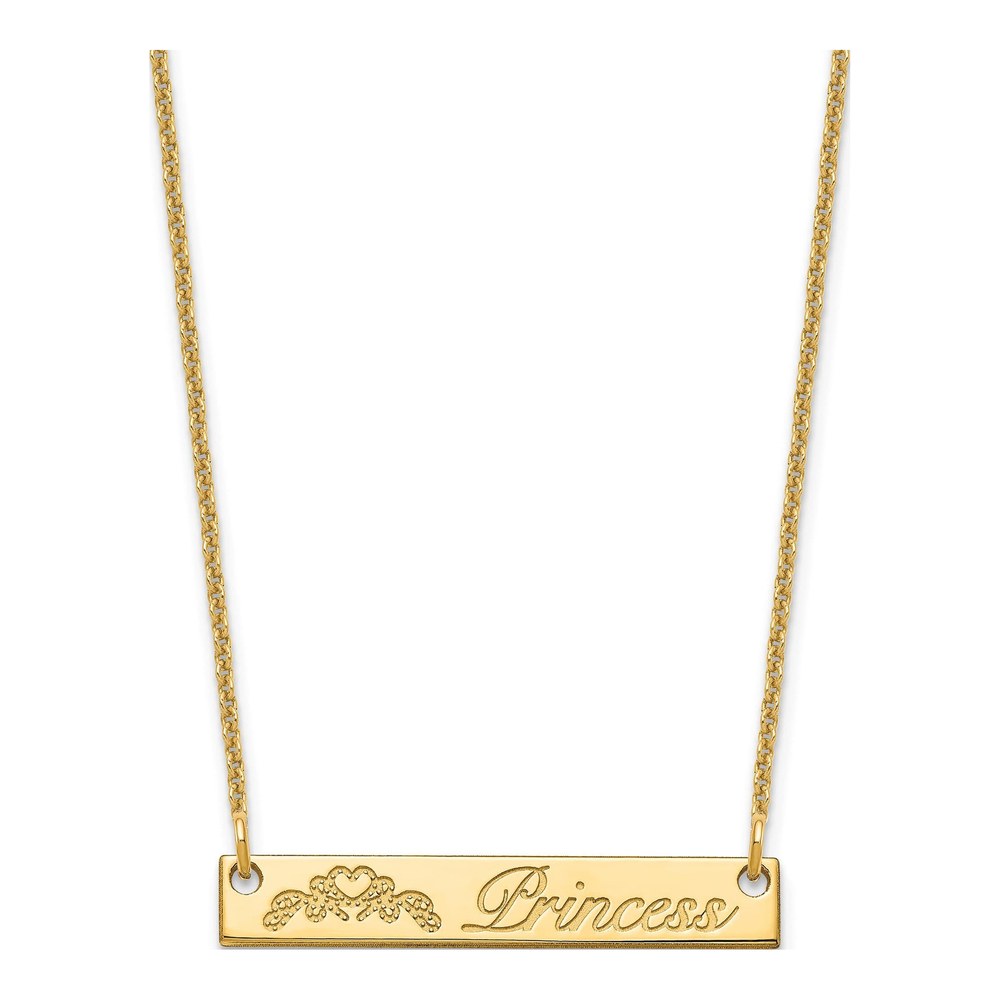 14K Yellow Gold Personalized Small Bar Necklace