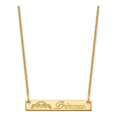 14K Yellow Gold Personalized Small Bar Necklace