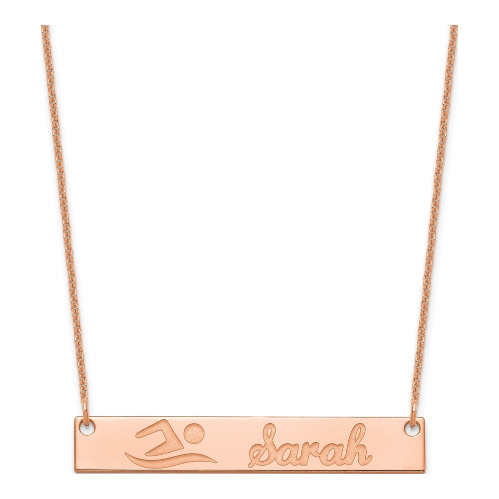 14K Rose Gold Personalized Bar Necklace