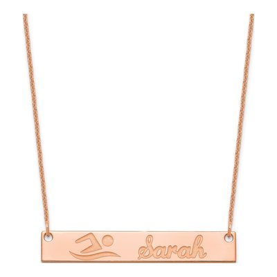 14K Rose Gold Personalized Bar Necklace
