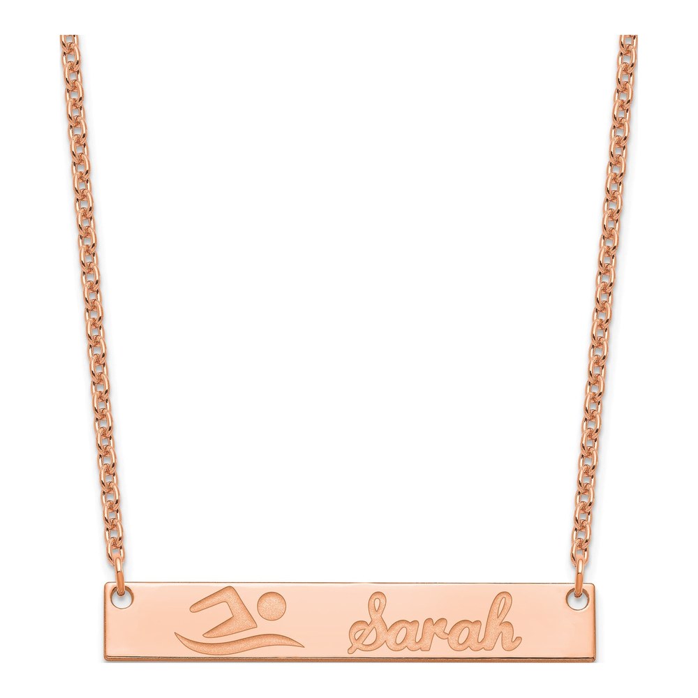 Rose Gold-Plated Sterling Silver Personalized Bar Necklace