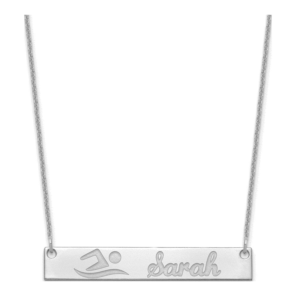 14K White Gold 18 Inch Medium Customized Bar Necklace with Lobster Clasp