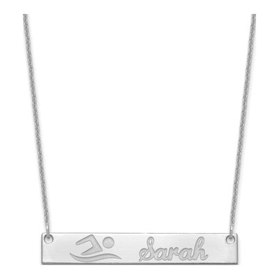14K White Gold Personalized Bar Name Necklace
