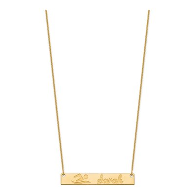 14K Yellow Gold Personalized Bar Necklace – view 2
