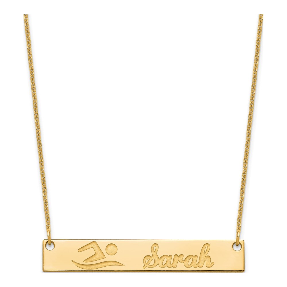 14K Yellow Gold Personalized Bar Necklace