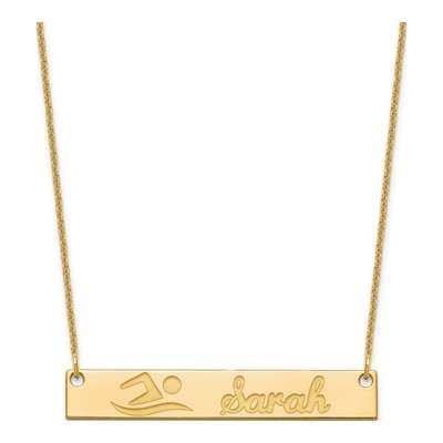 14K Yellow Gold Personalized Bar Necklace