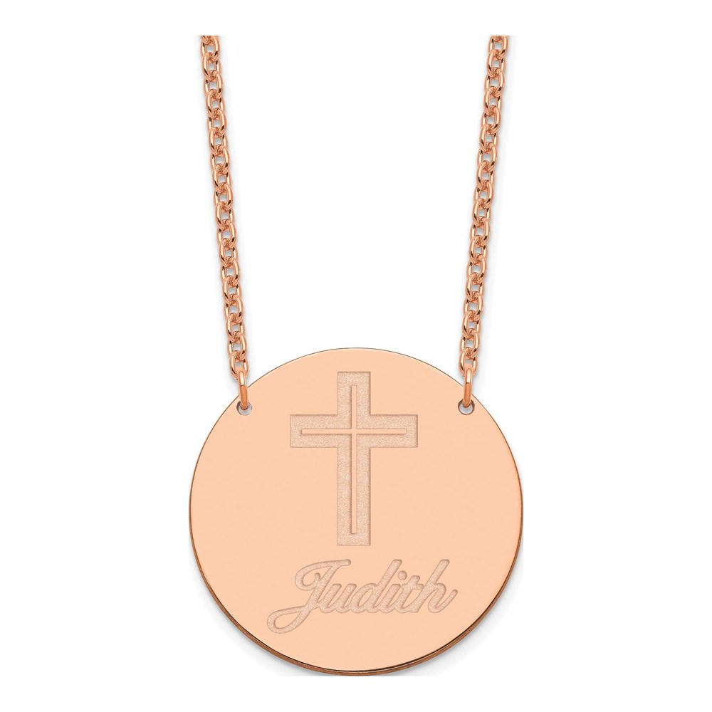 Rose Gold-Plated Sterling Silver Personalized Large Circle Necklace