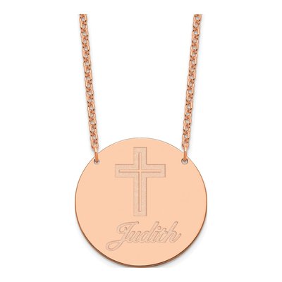 Rose Gold-Plated Sterling Silver Personalized Large Circle Necklace