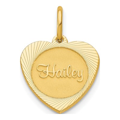 14K Yellow Gold Small Heart Name Charm