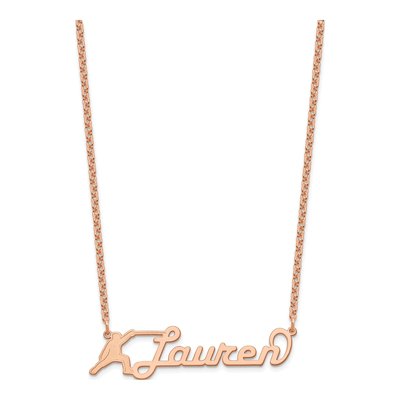 Rose Gold-Plated Sterling Silver Custom Name Plate Necklace – view 2