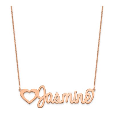 14K Rose Gold Large Custom Name Plate Necklace