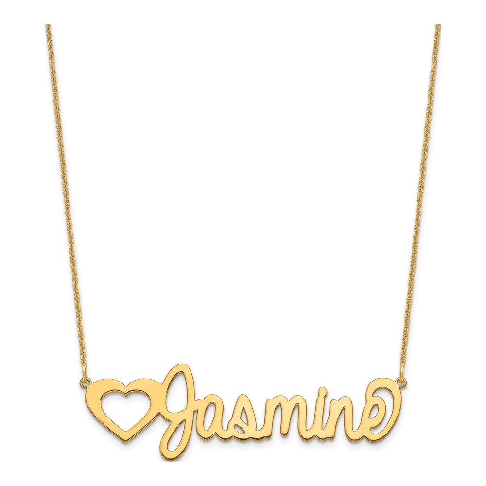 14K Yellow Gold Large Personalized Name Plate Necklace